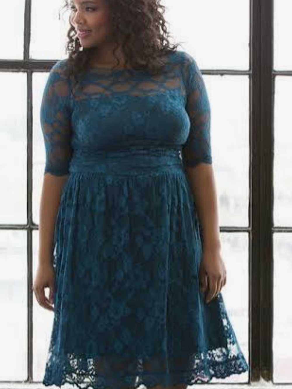 Kiyonna Teal Luna Lace Cocktail Dress Woman’s size 10-12 (plus size 0) NWT